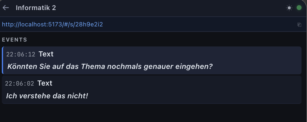 Live Confusion Detector – Ereignis-Feed